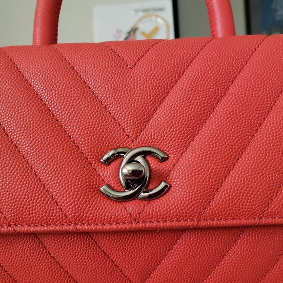 Chanel coco handle mini red chevron bag - Picture 10 of 15